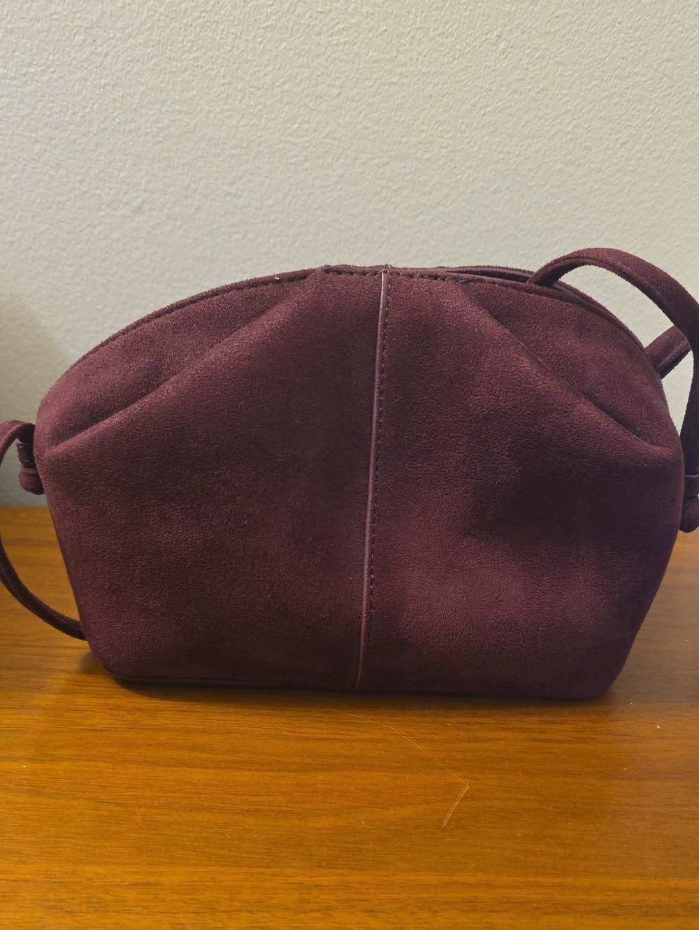 BR Suede Crossbody Bag in Deep Burgundy